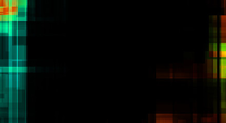 Layers of colorful and vibrant geometrical shapes. Digital illustration of a tech layout. Futuristic design template.