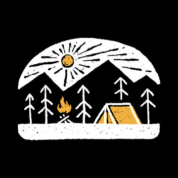 recommend clip art: Camping nature adventure wild line badge patch pin graphic illustration vector art t-shirt design