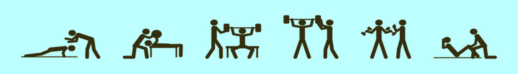 set of personal trainer cartoon icon design template with various models. vector illustration isolated on blue background