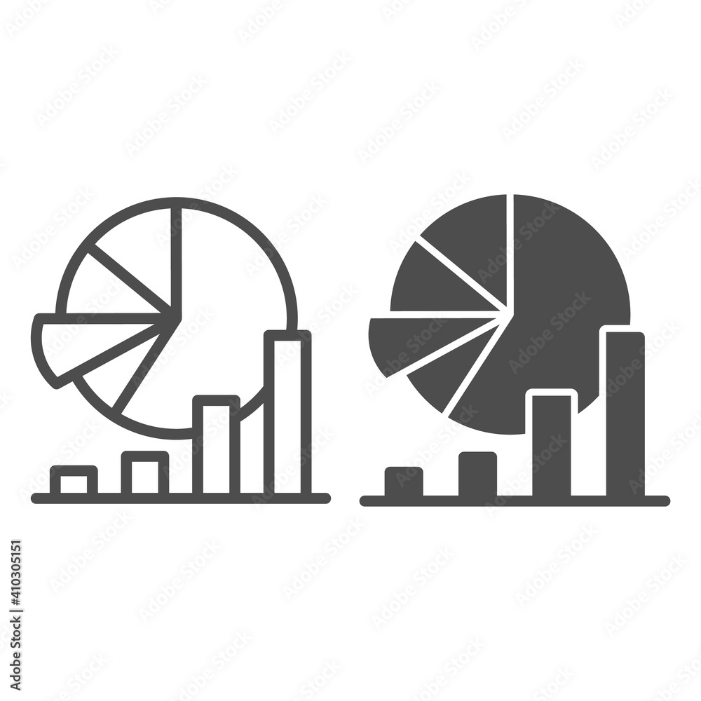 Poster chart and infographic line and solid icon, startup concept, financial data statistics sign on white 