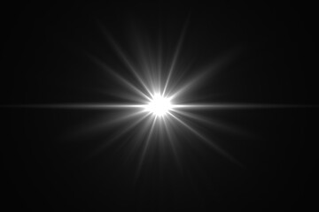 Lens flare light on back background.