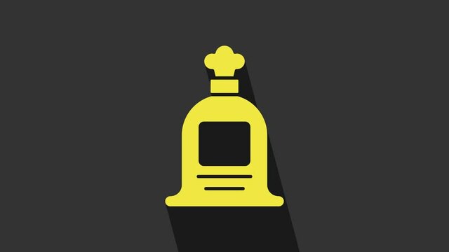 Yellow Full sack icon isolated on grey background. 4K Video motion graphic animation