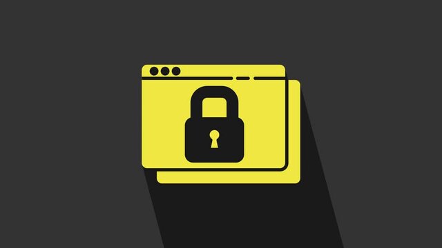 Yellow Secure your site with HTTPS, SSL icon isolated on grey background. Internet communication protocol. 4K Video motion graphic animation