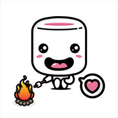 cute marshmello is burning marshmello