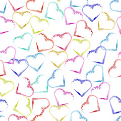 seamless valentine pattern background with multicolour heart shape stamp