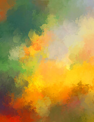 2D illustration of colorful brush strokes. Decorative texture painting. Vibrant paint pattern backdrop.