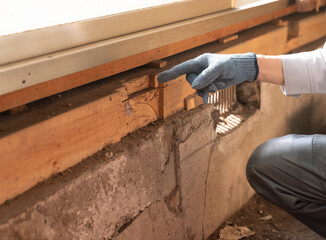 住宅の基礎工事床下の配管下水給水排水給湯器のパイプwall Mural Oka