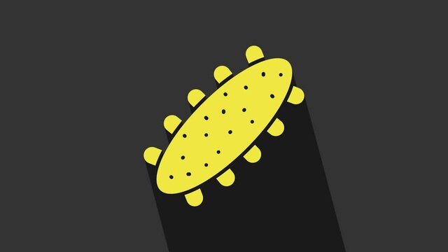 Yellow Sea cucumber icon isolated on grey background. Marine food. 4K Video motion graphic animation