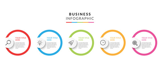 Colorful business infographic with 5 steps or options