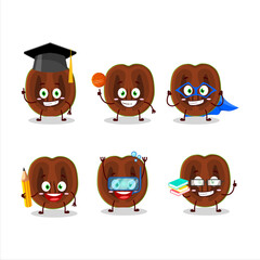 School student of slice of black sapote cartoon character with various expressions