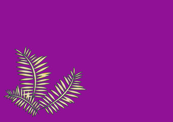 Fototapeta na wymiar White leaf on purple background,background for design banner