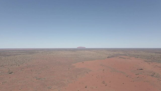 Vast Desolate Desert At Red Centre - Uluru-Kata Tjuta National Park In Northern Territory, Australia. - Aerial Wide Shot