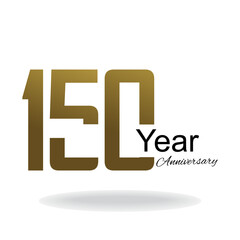 150 Year Anniversary Vector Template Design Illustration Gold Elegant White Background