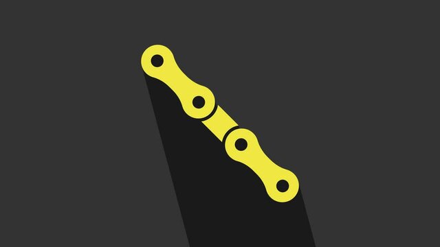 Yellow Car chain icon isolated on grey background. 4K Video motion graphic animation