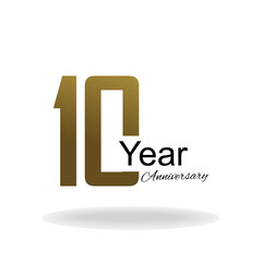 10 Year Anniversary Vector Template Design Illustration Gold Elegant White Background