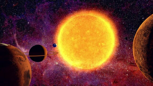 Sun and planet in space