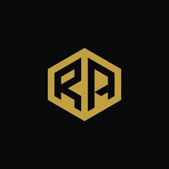 Initial letter RA hexagon logo design vector