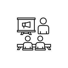 marketing training vector icon line style. Perfect for website, application, commerce, presentation, logo and more. simple, thin and modern outline icon