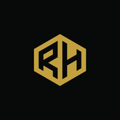 Initial letter RH hexagon logo design vector