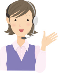 Vector illustration of female telephone operator