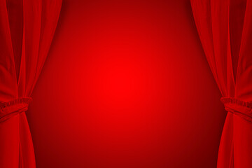 Red curtains on a red background