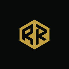 Initial letter RR hexagon logo design vector