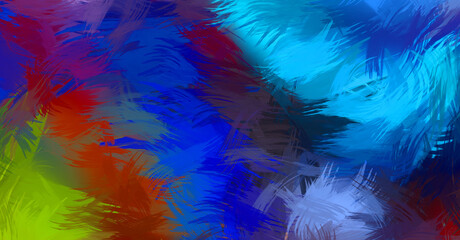 Obraz premium Abstract background of colorful brush strokes. Brushed vibrant wallpaper. Painted artistic creation. Unique and creative illustration.