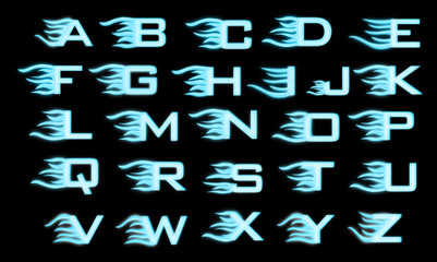 Attractive vector set of ice freeze pattern design alphabet in light blue