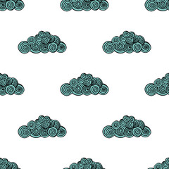 Vector seamless pattern with swirl clouds.