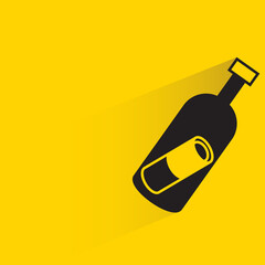 message in the bottle with shadow on yellow background