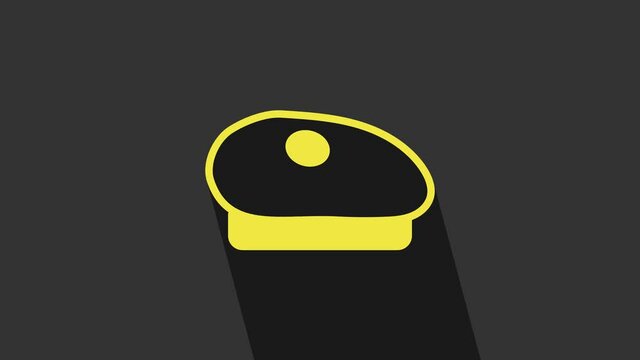 Yellow French beret icon isolated on grey background. 4K Video motion graphic animation