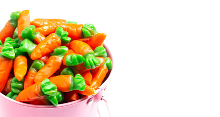 Gummy Candy Carrots in a Bucket