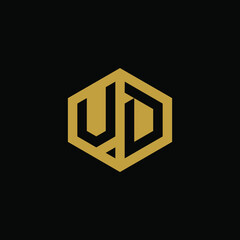 Initial letter UD hexagon logo design vector