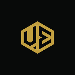 Initial letter UE hexagon logo design vector
