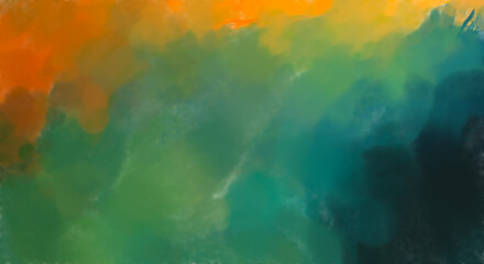 Contemporary art. Hand made painting. Modern artwork. Painting with brushstrokes of watercolor on surface. 2d illustration. Artistic background image. Abstract painting on canvas. Colorful texture.