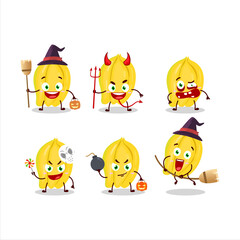 Halloween expression emoticons with cartoon character of carambola