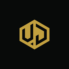 Initial letter UJ hexagon logo design vector