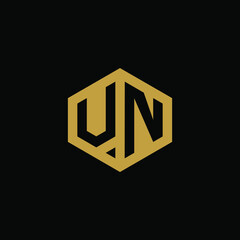Initial letter UN hexagon logo design vector