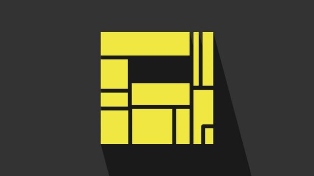Yellow House Edificio Mirador icon isolated on grey background. Mirador social housing by MVRDV architects in Madrid, Spain. 4K Video motion graphic animation