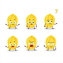 Cartoon character of carambola with what expression