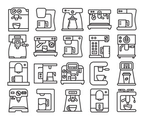 coffee machine line icons set vector