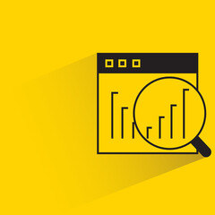 web analytics and magnifier glass drop shadow on yellow background