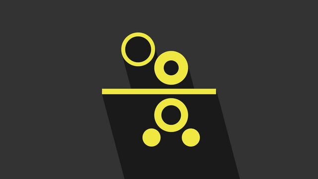 Yellow Paper roll of a printing press icon isolated on grey background. 4K Video motion graphic animation