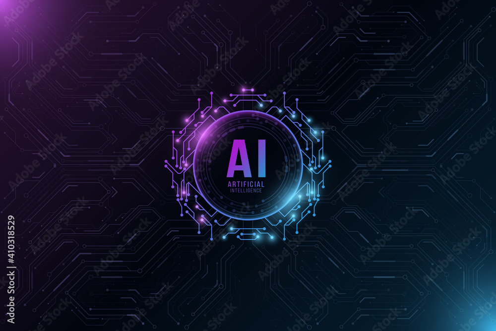 Poster artificial intelligence modern technology background for graphic design. computer circuit board. big