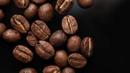 coffee beans on a black background