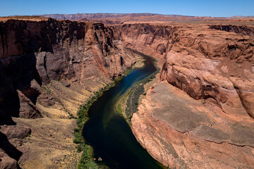 Arizona Horseshoe Bend in Grand Canyon. Grand Canyon. Colorado River. National Park. Famous hiking place. Sunset in Canyon.