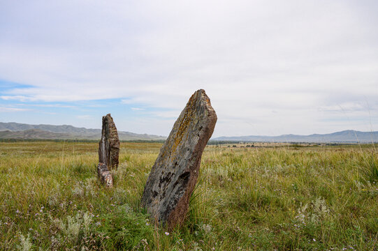 Mounds of the Bronze Age in the steppe in Khakassia