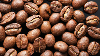 coffee beans on a black background