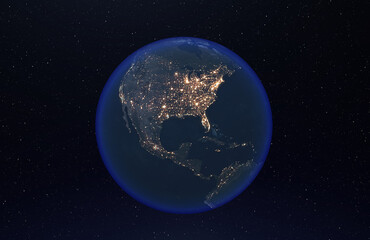 真夜中の地球～北アメリカ大陸