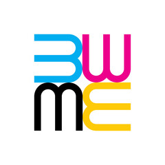 Obraz premium BWME letter with CMYK color logo design vector